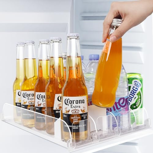 SWOURT Kühlschrank Organizer Dose-für kühlschrank organizer, 3/4/5Reihen Getränke Getränkeorganisation Automatisch für Kühlschränke,geeignet für Küche,Abstellraum (4-Reihen)