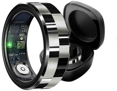 Anello Fitness Tracker da Uomo/donna con Calorie, Frequenza Cardiaca, Contapassi, Cardiofrequenzimetro e Monitor Dell'ossigeno Nel Sangue, Monitoraggio del Sonno e Impermeabile Ip68(Black,10#)