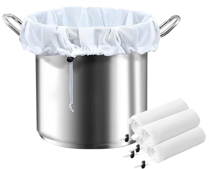 LANANUVO 4 Pieza Filtro Cerveza Poliéster Bolsas de Filtro de Cerveza, Bolsa Colador de Malla Fina con Cordón Reutilizables Bolsa de Gasa Filtrantes para Mermelada Vino Frutas, Manzana, Yogurt