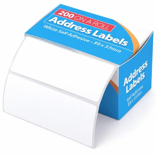 Address Labels, Self-Adhesive White, 89 mm x 37 mm, 200 Labels per Roll