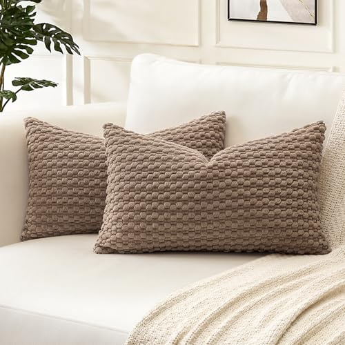 Artscope Set med 2 kuddfodral i full färg dekorativa bubbla kuddfodral 30 x 50 cm för heminredning soffa sovrum bil brun