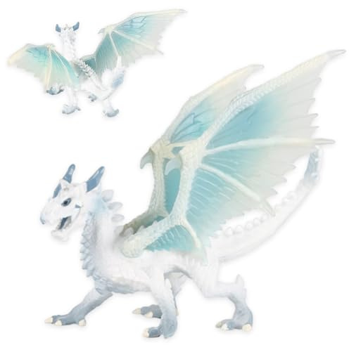 Figurine Dragon de Glace,Dinosaure Enfants Anniversaire Décoration,Figurine d'action Fantastique Mobile,Cartoon Model Statue,Réaliste Dragon de Glace Figurine des Neiges Idéal pour Les Fêtes d'anniver