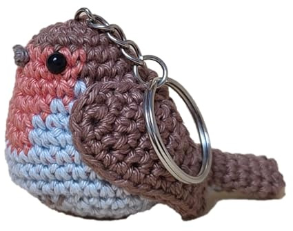 Gehäkeltes Rotkehlchen Schlüsselanhänger – Amigurumi Vogel Geschenk | Amigurumi Rotkehlchen– liebevoll gehäkelt, ideal als Schlüssel‑ oder Taschenanhänger, Bag Charm, Glücksbringer, Einschulung