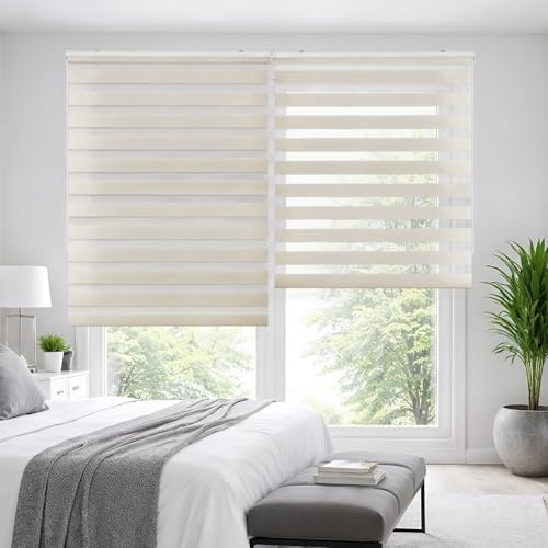 Tende a rullo per interni Giorno Notte avvolgibile Doppio strato Tessuto elegante per porta e finestra. Offrono un'adattabilità alla luminosità STORESDECO Lino 160 x 250 cm (Larghezza x Altezza)