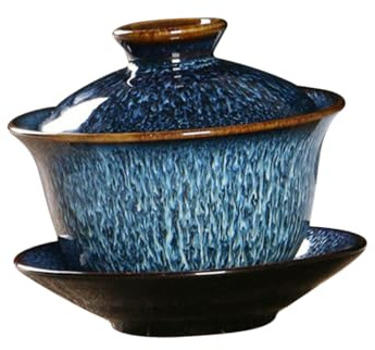FUNNETOYU Keramik Terrine Teetasse Sancai 140ml Hitzebeständig Chinesische Teeschale Für Gongfu Tee Teezubereitung