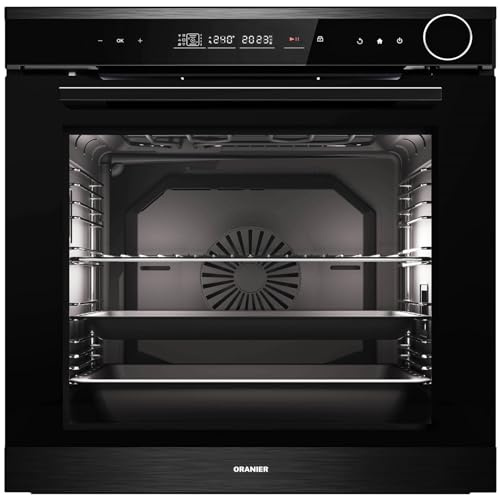 Oranier Einbau Backofen mit Dampf-Funktion EBD830 - autarker Pyrolyse Elektro-Ofen Touch Control & 14 Programme & Teleskopvollauszug für eine Ebene