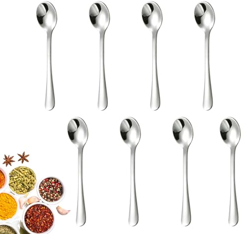 8Stk Espressolöffel,Kleine Löffel,Teelöffel,Espressolöffel Mini,Kaffeelöffel 7.5cm,Espresso Löffel Klein,Gewürzlöffel,Mini löffel für Gewürzgläser,Eierlöffel Edelstahl,Esslöffel,Dessertlöffel (Silber)