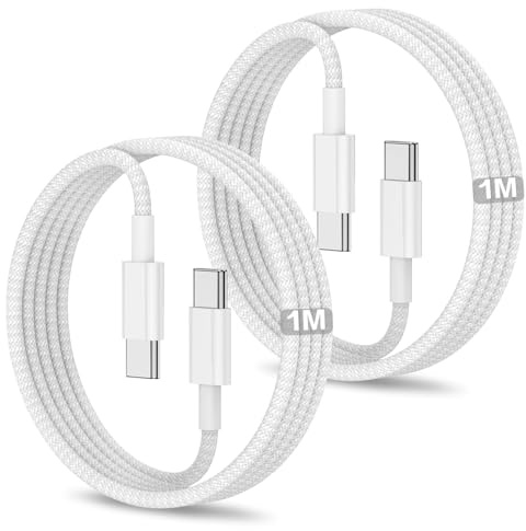 Cable iPhone 17 16 15 [1M/Lot de 2], 60W Cable USB C vers USB C Charge Rapide Cable Chargeur USB C 1M Cable Type C vers Type C Cordon USB C Fil pour iPhone 17 Air 16 Pro Max/16e/16 Plus/15 Plus, iPad