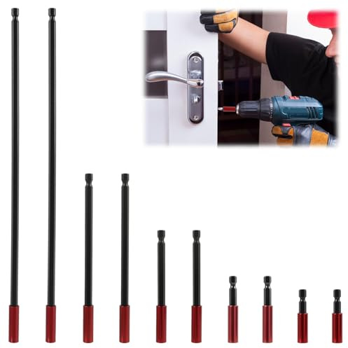 Bit Extension Set 10 Stück, 1/4 Zoll Hex Schaft Bit Halter Lang 50 60 100 150 300mm, Präzise Magnetische Bit Verlängerung für Schraubendreher, Bohrer und DIY Arbeiten
