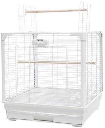 Undulatbur Fågelbur Kanariefågel Fågelbur Av Smidesjärn Fågelflygburar I Plast Med Bottenbricka Papegojbur För Parakiter Flygbur för Fåglar(White)