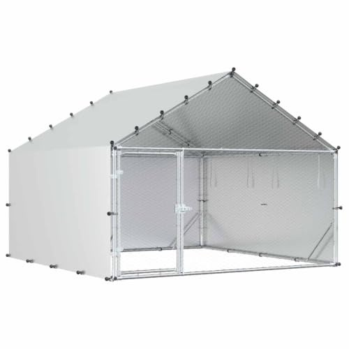 vidaXL Hönsgård med tak Silver 200 x 200 x 150 cm Galvaniserat stål