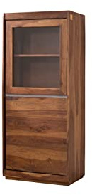 MASSIVMOEBEL24.DE Vitrine Sheesham braun lackiert Sydney #105 | 63x40x147 cm (BxTxH) 48 kg Modern montiert vollmassiv