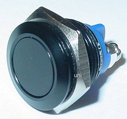 Taster, Klingeltaster, Aluminium, 16mm, schwarz, 1 x Schließer, 36V/3A, S153