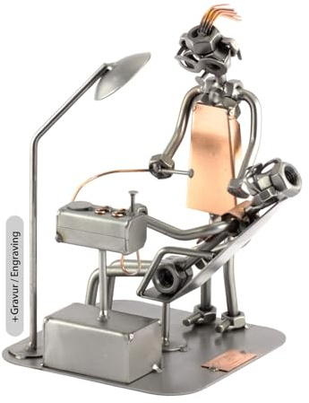 Steelman24 I Schraubenmännchen Zahnärztin Mit Persönlicher Gravur I Made in Germany I Handarbeit I Geschenkidee I Stahlfigur I Metallfigur