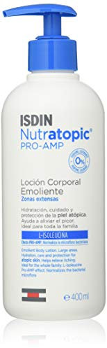 ISDIN Nutratopic PRO-AMP Lozione Corpo Emolliente (400 ml) | Idratazione, Cura e Protezione della Pelle Atopica | Adatta a Tutta la Famiglia | Aiuta ad Alleviare il Prurito