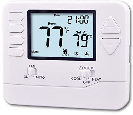Heagstat 5-1-1 Day Programmable Thermostat for Home Conventional Single-Stage Systems, up to 1 Heat/ 1 Cool, (with White Backlight)