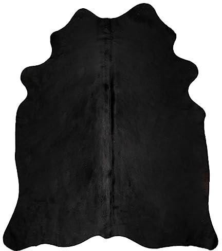 Tapis en peau de vache véritable Noir 150 x 170 cm