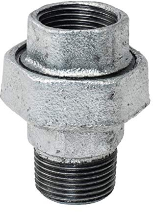 Verschraubung 1 1/2 Zoll Verschraubung - flachdichtend Innengewinde/Außengewinde - Fitting aus Temperguss verzinkt für Sanitär, Heizung und Installation
