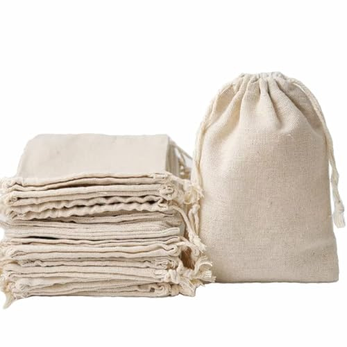 HERZWILD 25stk säckchen 13 * 18cm Kleine Beutel mit Kordelzug baumwollsäckchen geschenksäckchen Jutebeutel für Hochzeit Party (13 * 18cm)