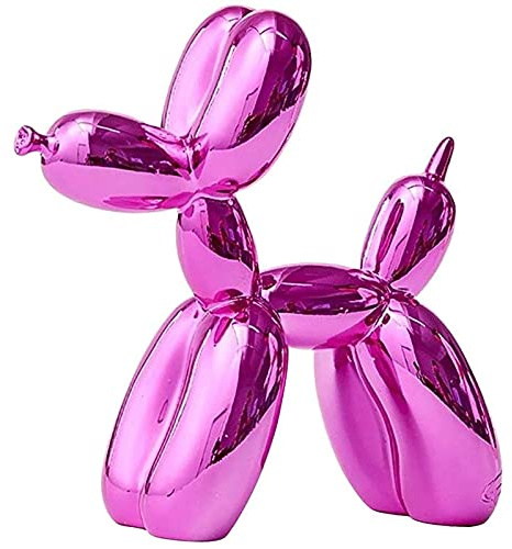 KKLT Cane Palloncino Scultura 10 Colori Desktop Ornamenti,Polyresin con Finitura Metallica Modello di Cane Palloncino Artigianato Scultura per Office Casa-Rosso Rosa 17x17x7cm(7x7x3inch)