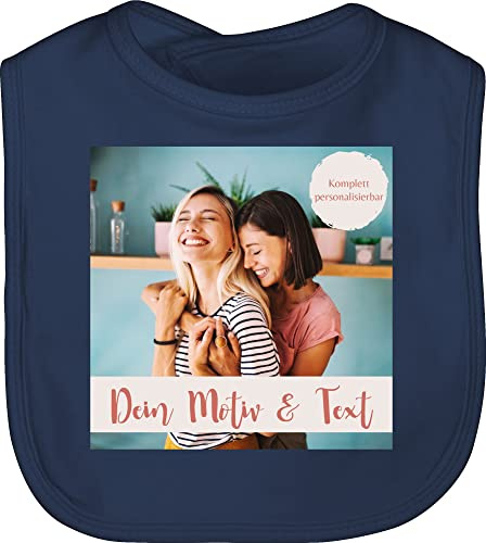 Baby Lätzchen - eigenem - Eigenes Foto I Eigenes Bild - Unisize - Navy Blau - latz von taufpate schlabberlätzchen selbst drucken druck schlabberlatz weiss zum bedrucken selber gestalten photo