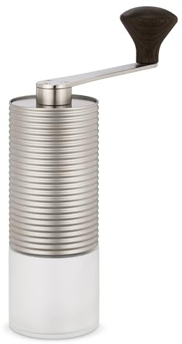millone definite manuelle Kaffeemühle, Edelstahl, 45 g Bohnenbehälter | Präzise Mahlgradeinstellung, zwei Mikrokugellager, klappbarer Griff, inkl. Ersatzglas & Reinigungsgranulat
