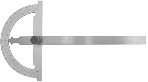 WRS Präz.-Gradmesser/Winkelmesser, Skala mattverchromt, blendfrei, mit Metall-Feststellschraube, 0-180°, im Etui, Größe: 250 x 500 mm