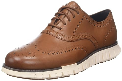 Cole Haan Mens Zerogrand Remastered Wing Tip Oxford, British Tan/Ivory, 9.5-M US