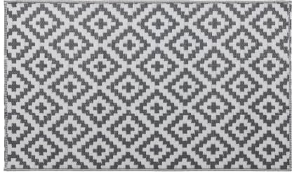 simpa Geometric Outdoor Plastic Waterproof Reversible UV Resistant Rugs - Grey/White 90 x 180cm. Suitable for Gardens, Patios, Camping, Beach & Picnics.