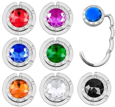 Kellegour 7 Stück Tisch Handtaschenhalter Haken,Handtaschenhalter Mobiler,Schmucksteine Tragbare Tischhaken für Handtaschen,Faltbare Antirutsch Halterung Handtaschen,für Restaurants,Cafés,Geldbeutel