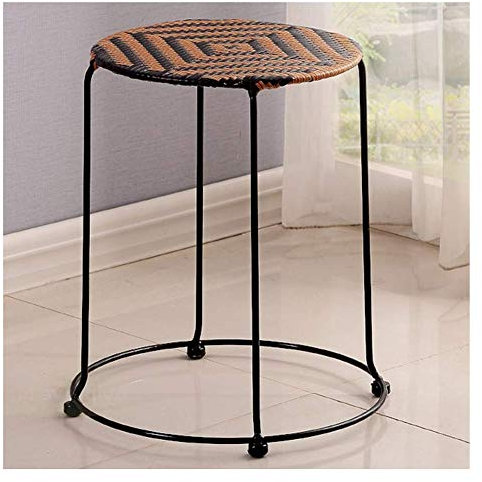 Fußhocker, Ottomane, Esszimmerhocker, schmiedeeiserner Fußhocker, Rattan-geflochtene runde Hocker, stapelbare Fußstütze, Heimdekoration, Wohnzimmer, 7 Farben (Farbe: G, Größe: 33 x 45 cm)
