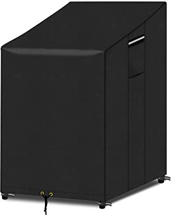 PATIO PLUS Garden Chair Cover with Air Vent, 600D Oxford Fabric Waterproof Outdoor Stacking Chair Cover 68x96x110/150cm (Black)