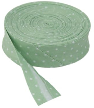 susiodeu Cinta al bies de algodón, adorno versátil y moderno para cualquier proyecto de costura, cinta de ribete de serie punteada y rayada, fácil, punto verde claro