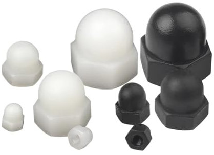 Nylon-Hutmuttern mit Hutkappe, weiß/schwarz, Kunststoff, Sechskant-Sechskantmutter, M3, M4, M5, M6, M8, M10, M12, M14, M16, M18, M20 (Color : Black, Size : M16 (5pcs))