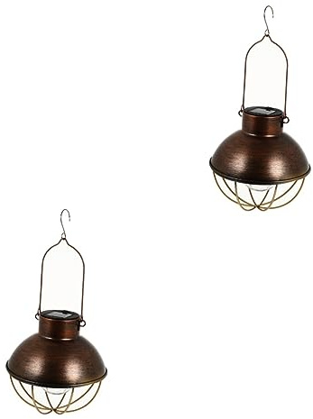 HOMSFOU 2St Solar-Hängeleuchte led ligts led-light wandfackel wand leuchte Solarlaternenlichter Straßenhängelampe LED-Hängeleuchten Gartenlampe im Freien Eisen Leuchter Strassenlicht