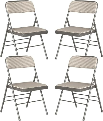 PIPIPOXER Konferenzstuhl klappbar,4er Set Essstühle Klappstühle Klappstühle aus kuschelig Stoff und Stahlrahmen,Stabiler Klappstuhl Furniture mit für Gäste im Freien Braun 45x48x78cm