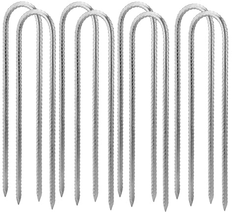 MUNGHOK 8 Stück 30 cm U Bodenanker, Verzinkt Zeltnägel, U Förmige Zeltheringe mit Meißelspitze, Garten Heringe, Erdanker, Trampolin Erdnägel für Trampolin, Camping, Zelte, Vordächer, Schauke