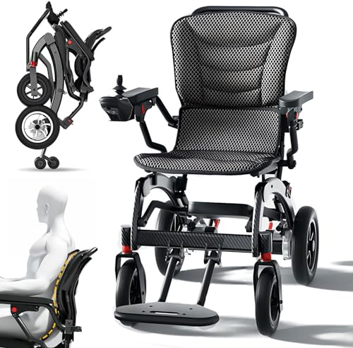 Elektrorollstühle,faltbar,ultraleicht, tragbar, Kohlefaser,150 kg Tragfähigkeit, leicht, ergonomisch, faltbarer Rollstuhl, elektrisch 10A