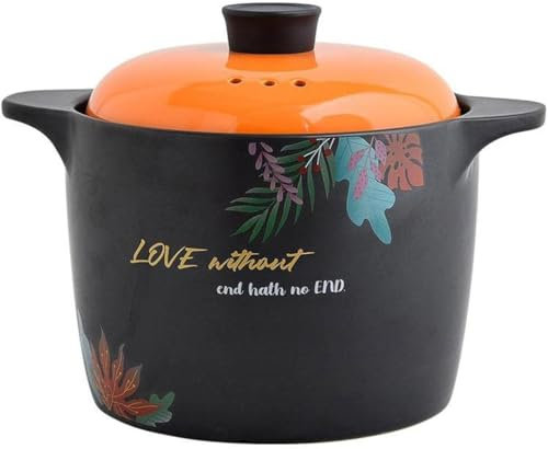 Casserole en céramique Pot à Soupe Marmite à ragoût à gaz ménage Flamme Ouverte Haute température mijoteuse Grande capacité Congee Casserole, 3,5 L, 4,5 L
