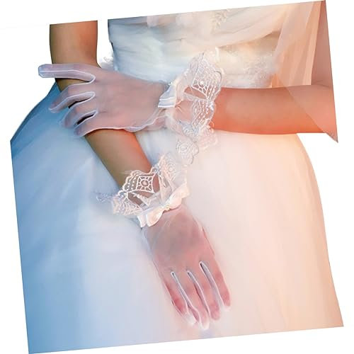 TINEASUR 1paar Elegante Weiße Brauthandschuhe Mit Schleifen Und Spitze Für Hochzeiten Verlobungen Und Besondere Anlässe Dehnbar Und Bequem