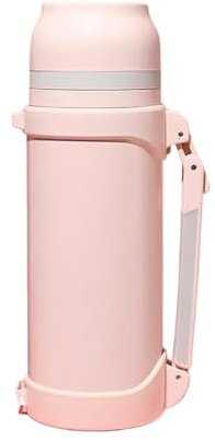 Jarra térmica de café de acero inoxidable de gran capacidad, hervidor aislado para líquidos calientes, taza de agua portátil, jarra femenina, color rosa