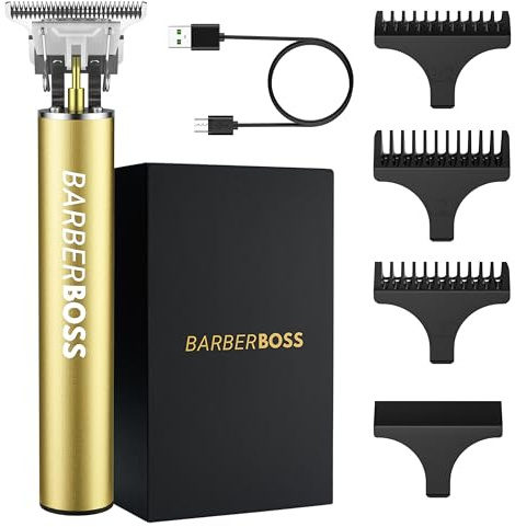 BarberBoss Haarschneider für Herren, Barttrimmer, wiederaufladbar, Gesichtstrimmer, Stoppel-Trimmer, Präzisions-Haarschneider für Herren