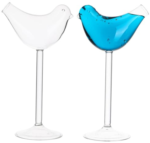 VOSAREA Bicchieri Da Martini in Vetro 150ml Trasparenti, Bicchieri Da Cocktail Design a Forma Di Uccellino, Set Da 2 Per Bar, Ristoranti e Banchetti