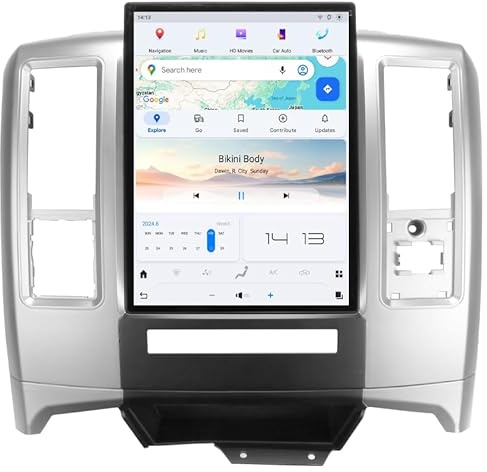 NAKEVICH 13.8 Inch Touch Screen Qualcomm Android Car Radio for Dodge RAM 2008 2009 2010 2011 2012 Trucks Stereo Upgrade Tesla Style Head Unit Multimedia IPS Android Auto Player GPS Navigation 8+128GB