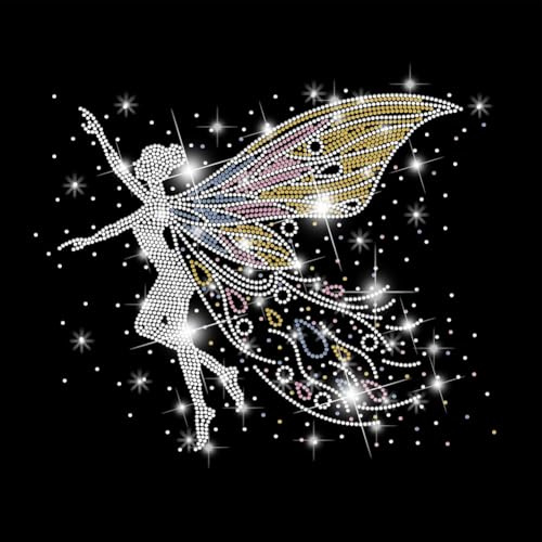 SUPERDANT Feen Strass Transfer zum Aufbügeln Schmetterlingsfee | T Shirt Strass Hotfix, Wärmetransfer Dekor, Hotfix Transfer Patch, Für Kleidung Hoodies Geschenke
