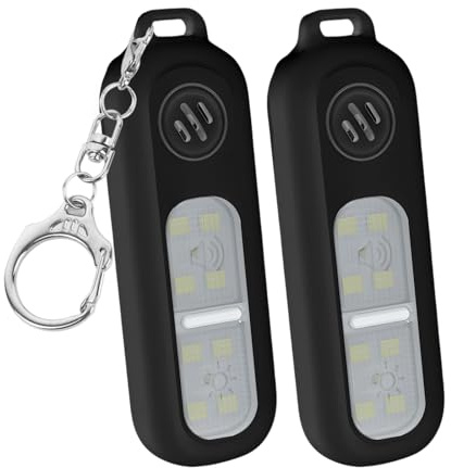 Chatthen Taschenalarm, Alarm für Frauen Unterwegs, Lauflampe Joggen Self Defense Blinklicht, Schulranzen Licht, USB Type-C Charging, for Children, Women and Seniors, Black 2 Pack