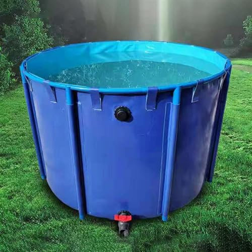 Generisch Pool Oberirdisch Runder Segeltuch-Fischteich, Outdoor Fischteich Lagertank,PVC-Planenbecken,Segeltuch Rahmen Fischteich,Für Die Wasserspeicherung Fischzucht Garnelenzucht,001,1.2x0.6m