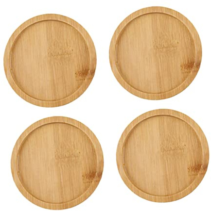 ifundom Vassoio per Bonsai e Vasi di Fiori in Legno 8x8 Cm per Piante da Esterno, Sottovaso Bordo Rialzato Resistente e Leggero, per Piante Grasse e Fioriere