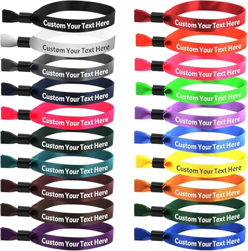 Personalisierte, Verstellbare StoffarmbäNder, 50 Personalisierte ArmbäNder Mit Logo/Farbe/Text/Zeichen, Vip-ArmbäNder – Ideal FüR Events, Konzerte, Clubs Und Partys