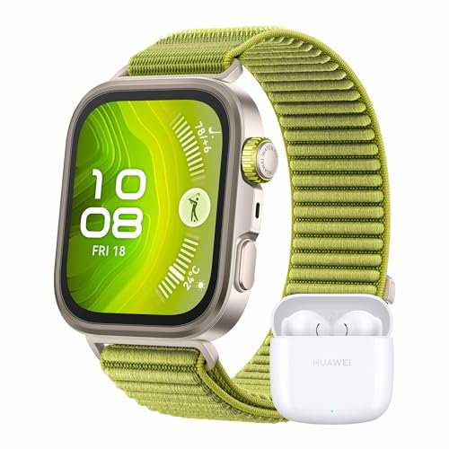 HUAWEI WATCH FIT 4 Pro Smartwatch, + Freebuds SE 2 Bianco, Ultra-sottile, 1.82 Schermo in Zaffiro & Lunetta in Lega di Titanio, Fitness Tracker, con App ECG, Batteria fino a 10 Giorni, Verde